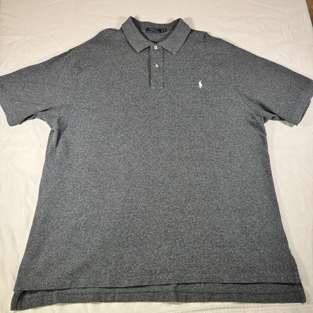 Polo Ralph Lauren Polo Shirt Mens Big 3XB Gray Cotton Short Sleeve Pony Casual